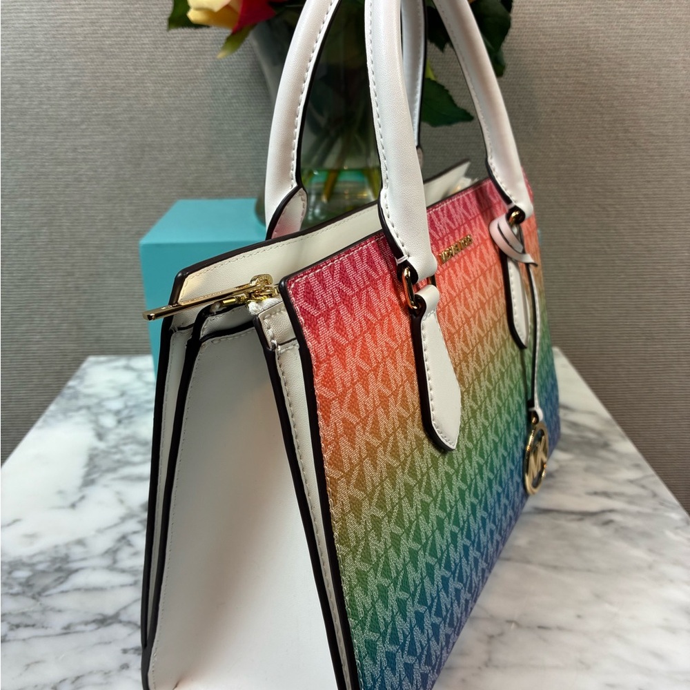 NWT Michael Kors Rainbow Pride Medium Sheila Satchel Bag - MSRP $558 - Picture 3 of 10
